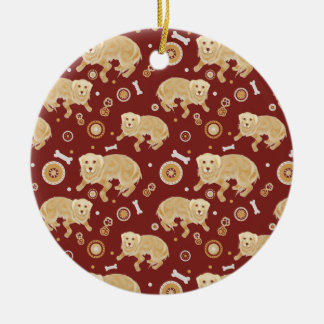 Golden Retriever Pattern Ceramic Ornament