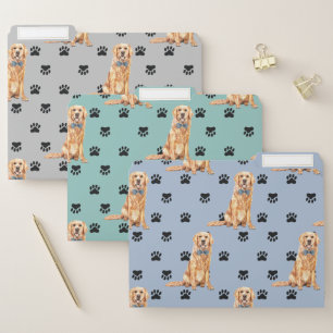 Golden Retriever Paw Prints Pattern File Folder