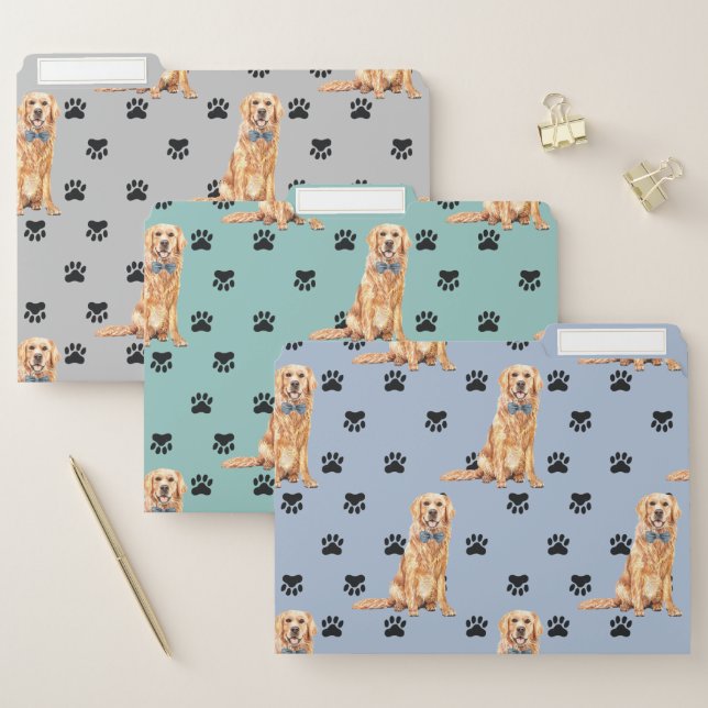 Golden Retriever Paw Prints Pattern File Folder (Set)