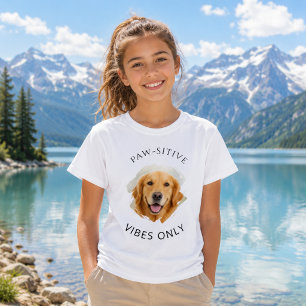 Golden Retriever Paw-sitive Vibes Only Photo Girl T-Shirt