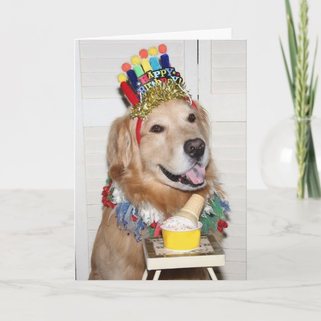 Golden Retriever Paw-some Birthday Card (Front)