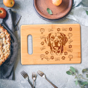 Golden Retriever Paws Treats Family Name Monogram Engraved Cutting Board