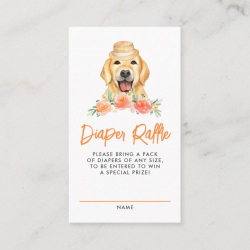 Golden Retriever Peach Diaper Raffle Game Enclosure Card