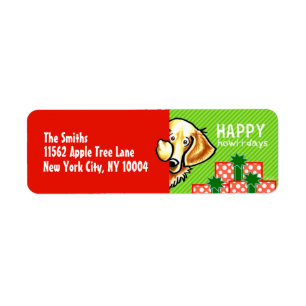 Golden Retriever Peek-a-boo Christmas Label