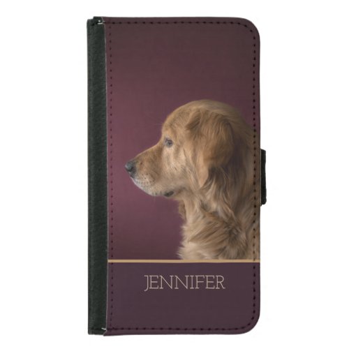 Golden Retriever Personalised Name  Dog Samsung Galaxy S5 Wallet Case