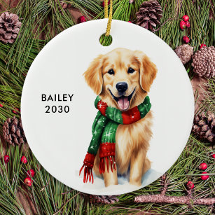 Golden Retriever Personalized Dog Lover Christmas  Ceramic Ornament