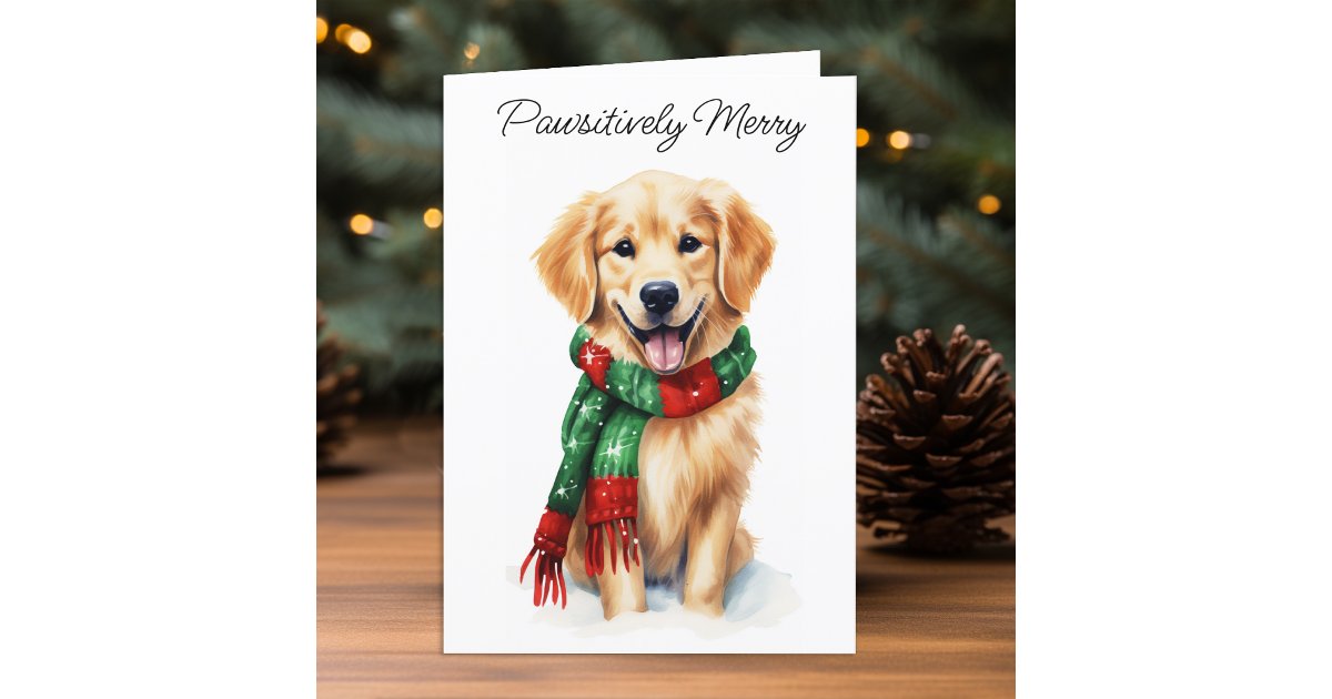 Golden Retriever Personalized Dog Lover Christmas Holiday Card | Zazzle
