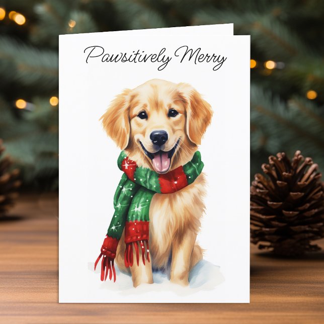 Golden Retriever Personalized Dog Lover Christmas  Holiday Card (Creator Uploaded)