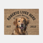 Golden Retriever Dog Personalized Door Mat, Zazzle