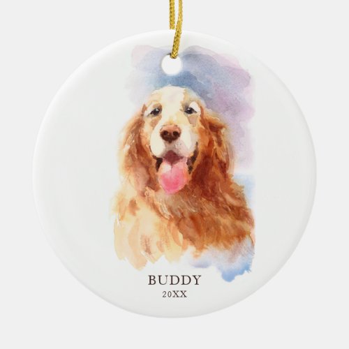 Golden Retriever Personalized Dog Name Christmas Ceramic Ornament
