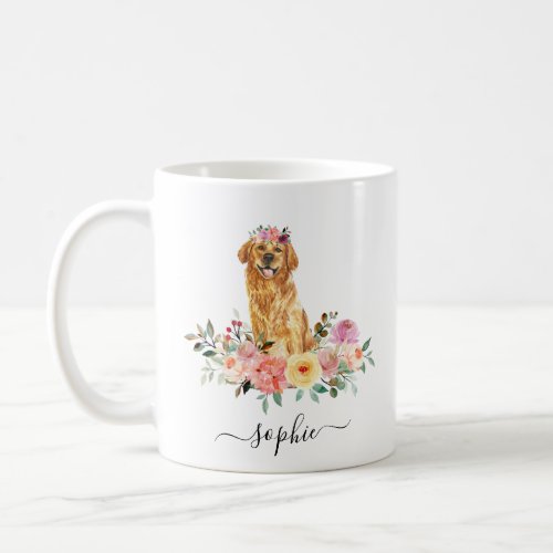 Golden Retriever Personalized  Floral  Coffee Mug