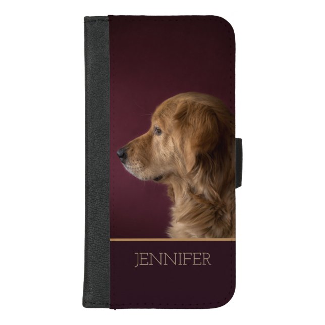 Golden Retriever Personalized Name | Dog iPhone Wallet Case (Front)