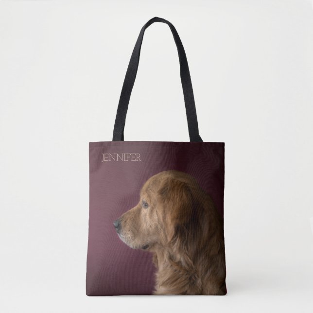 Golden Retriever Personalized Name | Dog Tote Bag (Front)