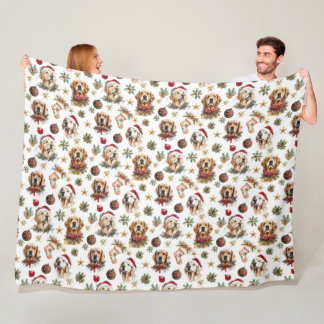 Golden Retriever Pet Dog Christmas Pattern Fleece Blanket