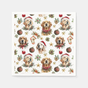 Golden Retriever Pet Dog Christmas Pattern Napkins