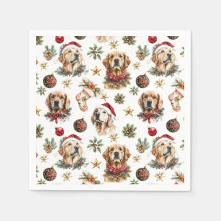 Golden Retriever Pet Dog Christmas Pattern Napkins