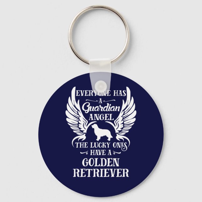 Golden Retriever pet dog guardian angel Keychain (Front)