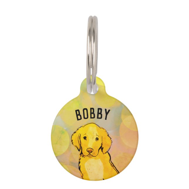 Golden retriever pet ID tag (Front)