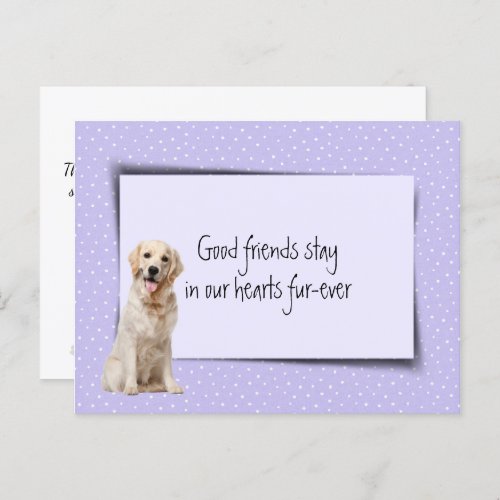 Golden Retriever Pet Loss From Veterinarian Postcard
