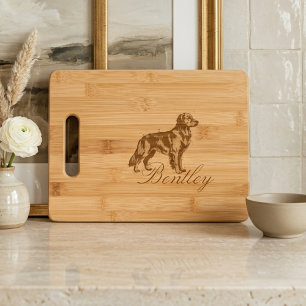 Golden Retriever Pet Portrait Engraved Cutting Board