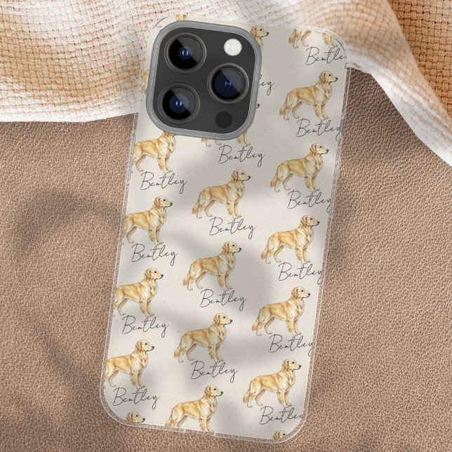 Golden Retriever Pet Portrait Sketch  iPhone Case (Showcase your furry friend with this Hand Drawn Pet Portrait Sketch Golden Retriever Case!)