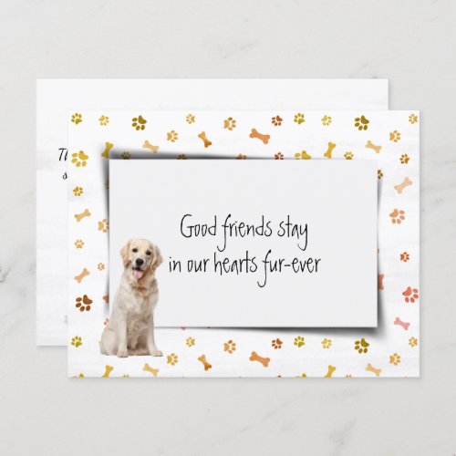 Golden Retriever Pet Sympathy Loss Postcard