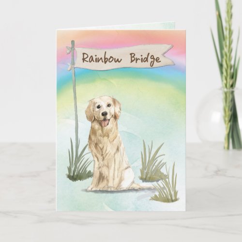 Golden Retriever Pet Sympathy Over Rainbow Bridge Card