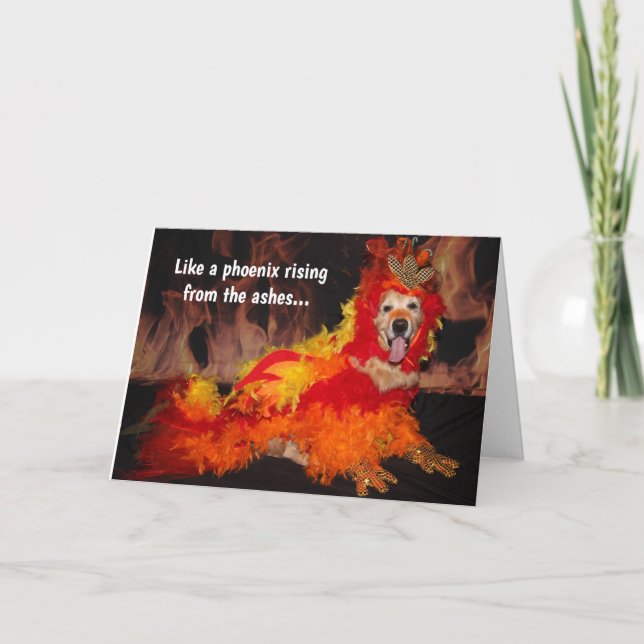 Golden Retriever Phoenix Rising Get Well Card (Front)