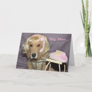 Golden Retriever Phone Call to Mom Mother's Day Card