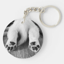 Golden Retriever Photo Keychain, Black and White
