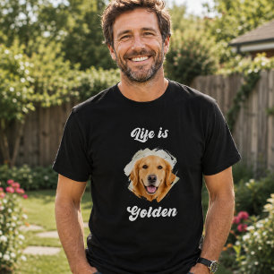 Golden Retriever Photo Life Is Golden Black T-Shirt