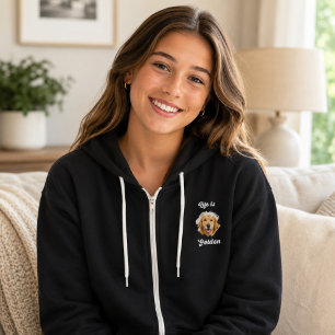 Golden Retriever Photo Life Is Golden Black Woman Hoodie