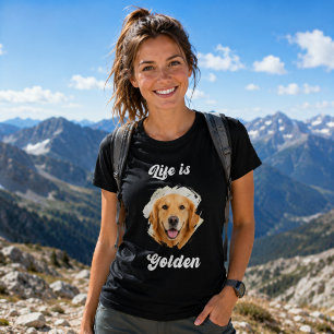 Golden Retriever Photo Life Is Golden Black Woman T-Shirt