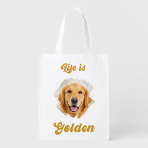 Golden Retriever Photo Life Is Golden Grocery Bag