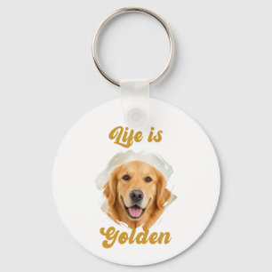 Golden Retriever Photo Life Is Golden Keychain