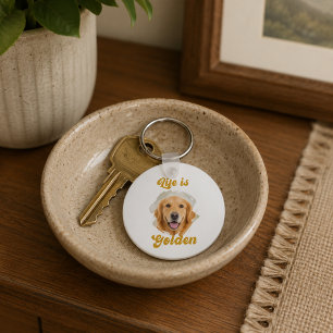 Golden Retriever Photo Life Is Golden Keychain