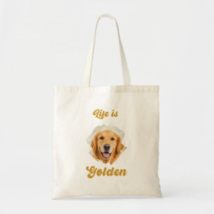 Golden Retriever Photo Life Is Golden Tote Bag