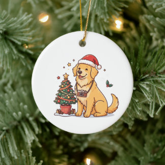 Golden Retriever Photographer Christmas  Ceramic Ornament
