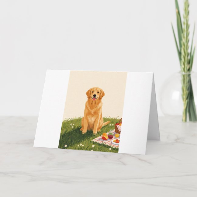 Golden Retriever Picnic hill top Greeting Card