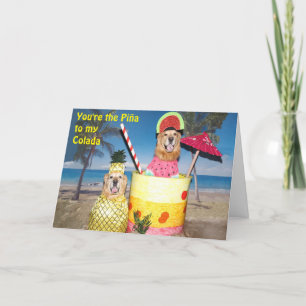 Golden Retriever Piña Colada Friendship Card