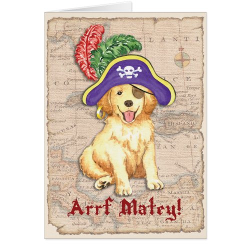 Golden Retriever Pirate Card