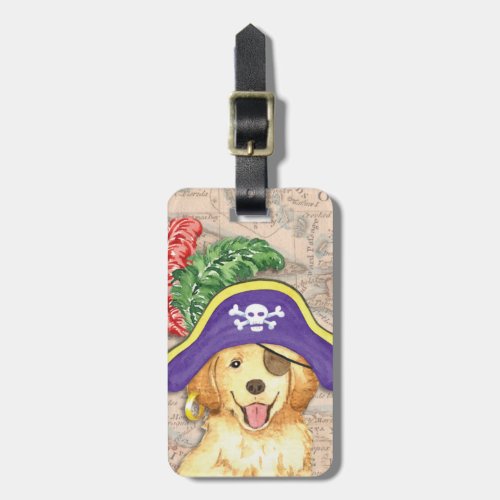 Golden Retriever Pirate Luggage Tag