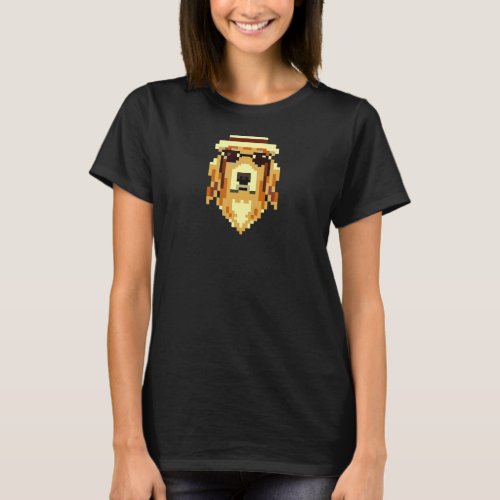 Golden Retriever Pixel Dog  Puppy Retro T_Shirt