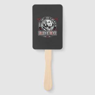 Golden Retriever Plans Dog Badge Design Hand Fan