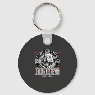 Golden Retriever Plans Dog Badge Design Keychain