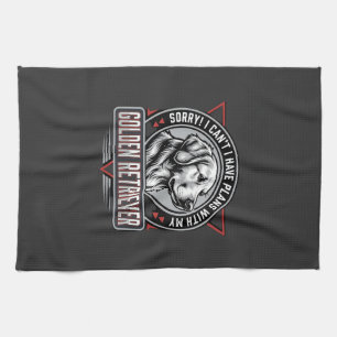 Golden Retriever Plans Dog Badge Design Kitchen Towel