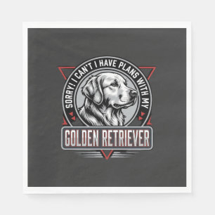 Golden Retriever Plans Dog Badge Design Napkins