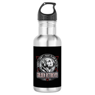 Golden Retriever Plans Dog Badge Design Stainless Steel Water Bottle