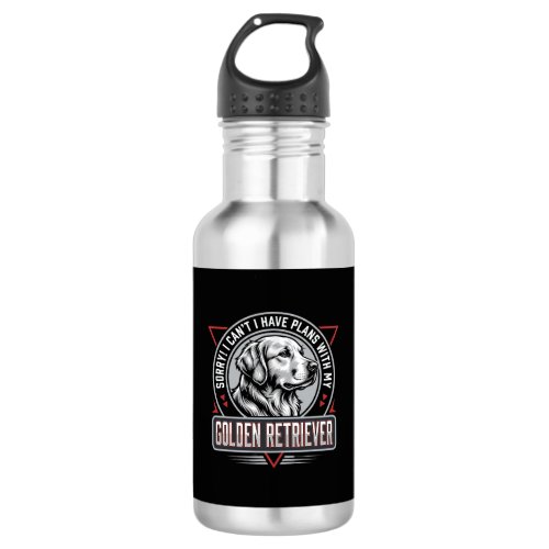 Golden Retriever Plans Dog Badge Design Stainless Steel Water Bottle