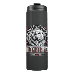 Golden Retriever Plans Dog Badge Design Thermal Tumbler